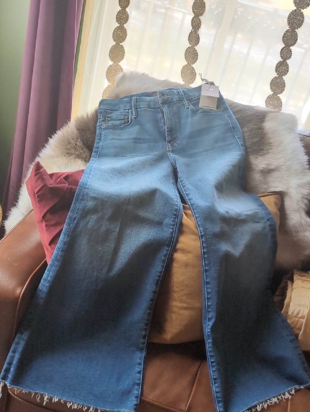 (Lil) MOTHER Light-to-Medium Blue Flared Wide-Leg Jeans